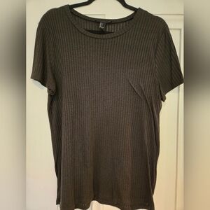 Forever 21 Dark Green Ribbed T-Shirt